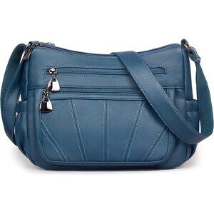 Soft PU Leather Crossbody Shoulder Bag for Women with Top Handle and Satchel
